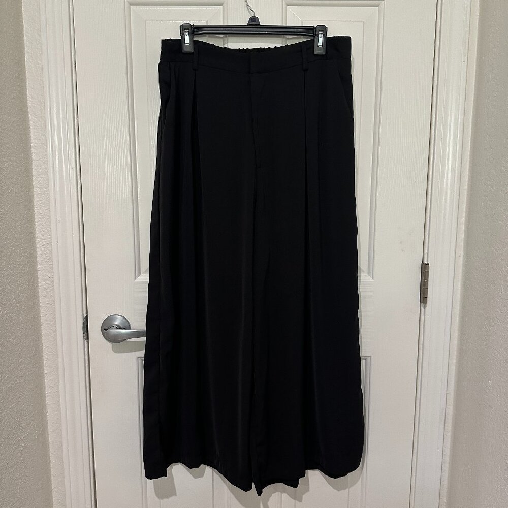 Tronjori Women High Waist Wide Leg Long Palazzo Pants Trousers XL Short Black